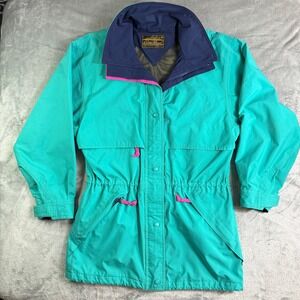 VTG Eddie Bauer Gore-Tex Mountain Parka Jacket Teal Pink Blue Womens Med 90's